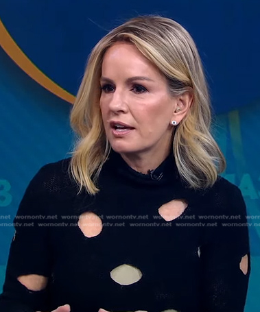 Jennifer's navy cutout knit sweater on Good Morning America