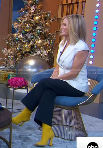 Jennifer's white cap sleeve blazer and boots on Good Morning America