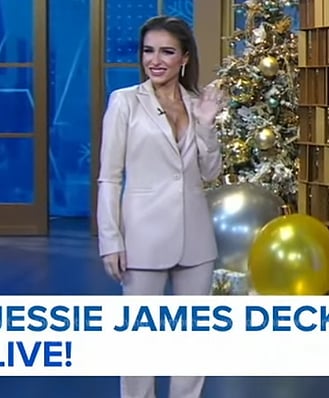 Jessie James Decker's beige leather blazer and pants on Good Morning America