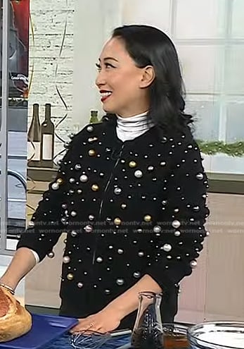 Judy Joo's pearl embellished cardigan on Today