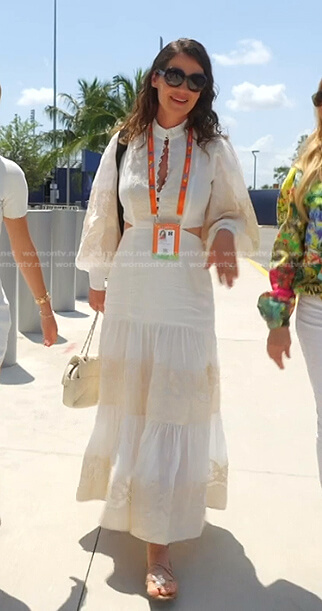 Julia's white cutout maxi dress on The Real Housewives of Miami
