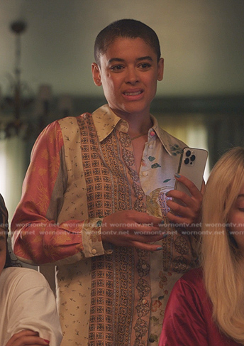 Julien's mixed print shirt on Gossip Girl
