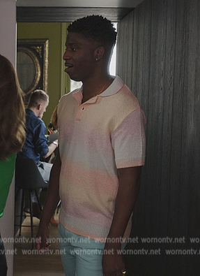 Julien's pastel stripe polo on Emily in Paris