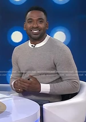 Justin's grey contrast trim sweater on Today