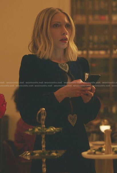 Kate's heart embellished velvet dress on Gossip Girl