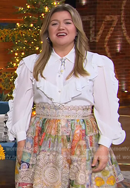 Kelly's patchwork mini skirt on The Kelly Clarkson Show