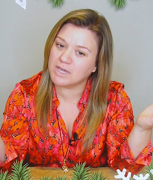 Kelly's pink floral print blouse on The Kelly Clarkson Show