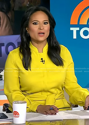 Kristen's yellow tie waist dress on Today