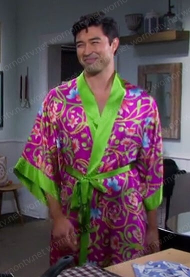 Li's pink floral robe  on Days of our Lives