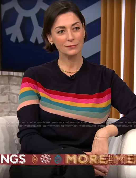 Mary McCartney's rainbow striped sweater on CBS Mornings
