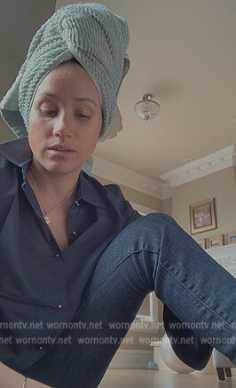 Meghan Markle's blue button down blouse on Harry and Meghan