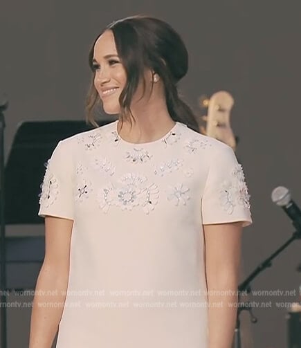 Meghan Markle's floral embellished mini dress on Harry and Meghan
