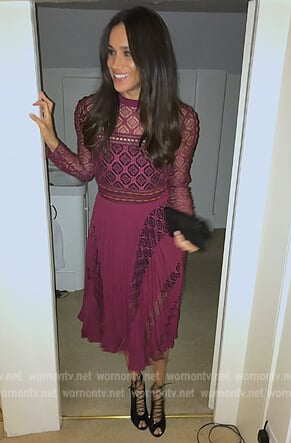 Meghan's burgundy lace dress on Harry and Meghan
