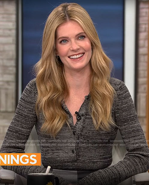 Meghann Fahy's knit top on CBS Mornings