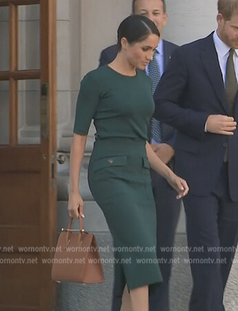 Meghan's green pencil skirt on Harry and Meghan