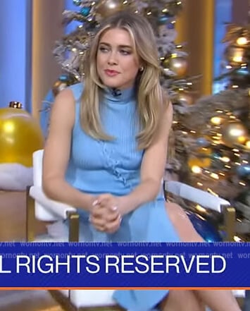 Melissa Roxburgh's blue lace-up dress on Good Morning America
