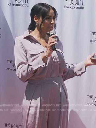 Mia's lavender oversized utility shirt on The Real Housewives of Potomac