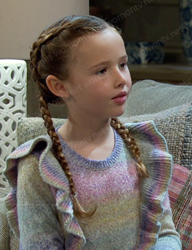 Rachel's rainbow ruffle sweater on Days of our Lives