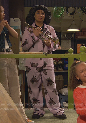 Raven's lavender dog print pajamas on Ravens Home