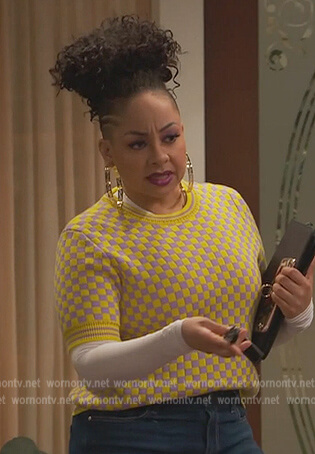 Raven's yellow checkerboard sweater on Ravens Home