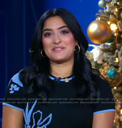 Reena's blue floral knit dress on Good Morning America