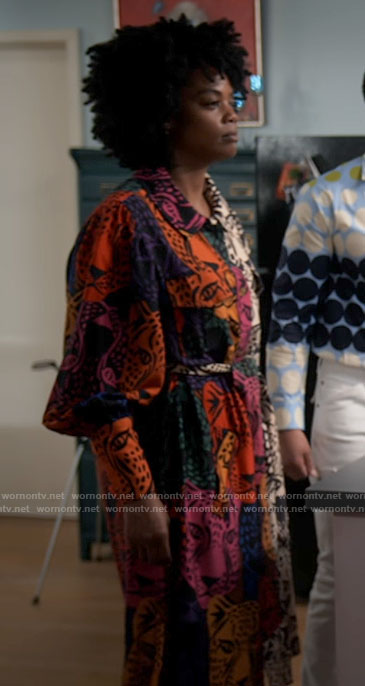 Sabrina's mixed print shirtdress on Tyler Perrys Sistas
