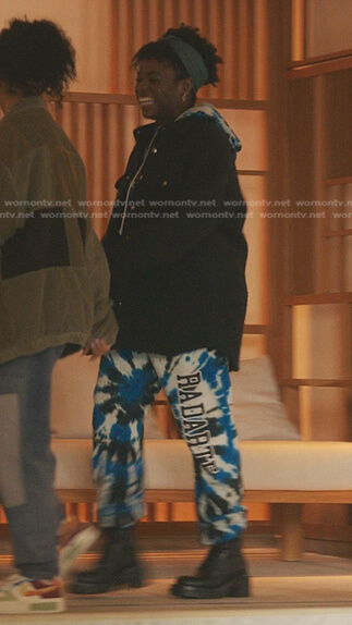 Shan Barnes's blue tie dye hoodie and sweatpants on Gossip Girl