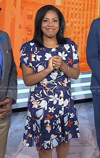 Sheinelle's blue floral mini dress on Today