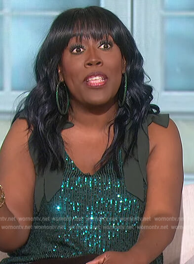 Sheryl's green sequin bow tank on The Talk