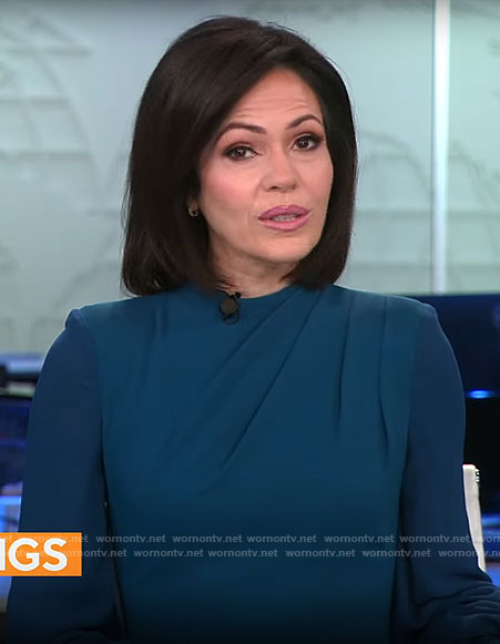 Tanya Rivero's teal long sleeve dress on CBS Mornings