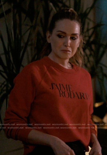 Tess's J'aime Rodarte sweatshirt on The L Word Generation Q
