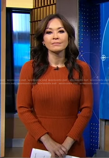 Eva's brown ribbed dress on Good Morning America