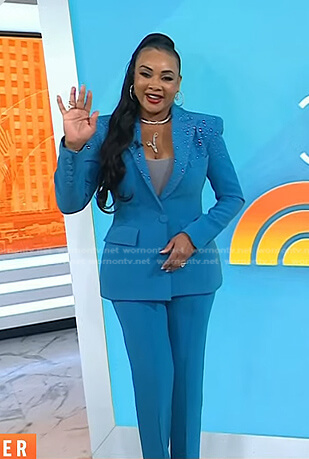 Vivica A. Fox's blue embellished blazer on Today