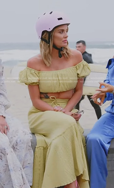 Whitney's green cropped top and skirt on The Real Housewives of Salt Lake City