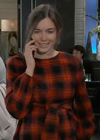 Willow's red plaid maternity top on General Hospital