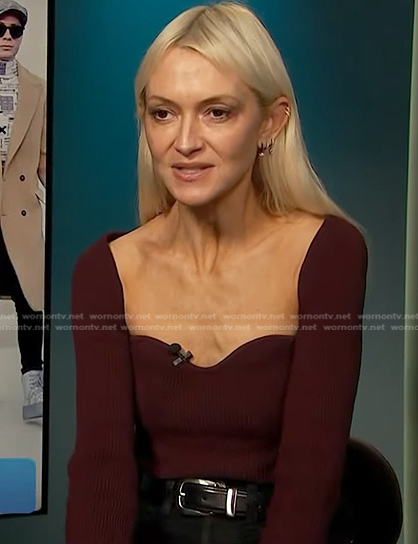 Zanna's brown ribbed top on Access Hollywood