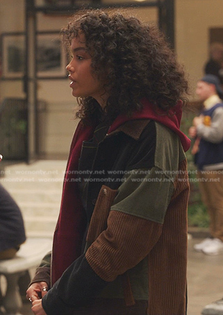 Zoya's patchwork corduroy jacket on Gossip Girl
