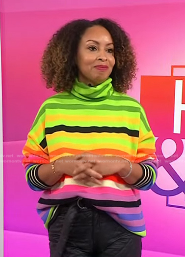 Talia Parkinson-Jones's multicolor striped turtleneck sweater on Today