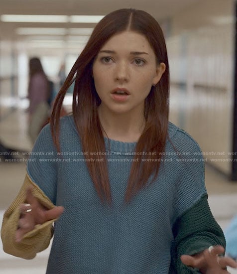 Abby's blue colorblock sweater on Ginny & Georgia