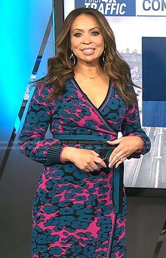 Adelle's blue and pink floral wrap dress on Today