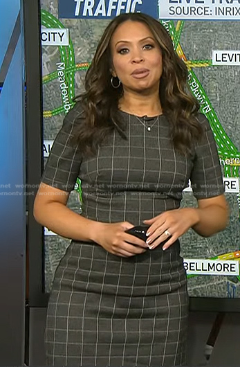 Adelle's grey grid check dress on Today