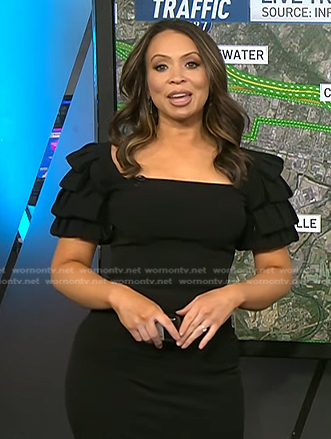 Adelle's black ruffle sleeve dress on Today