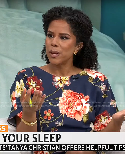 Adriana Diaz's navy floral dress on CBS Mornings