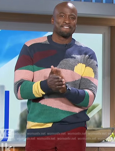 Akbar's landscape print sweater on The Talk