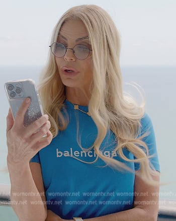 Alexia's blue Balenciaga logo tee on The Real Housewives of Miami