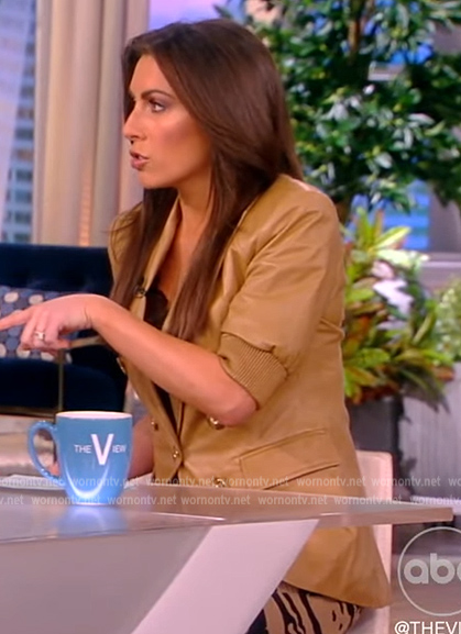 Alyssa's leather short sleeve jacket and pants on The View