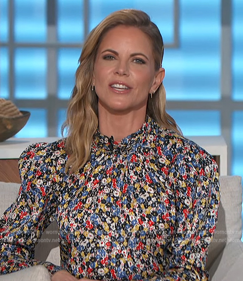 Natalie's floral print high neck blouse on The Talk