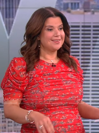 Ana's red floral ruched dress on The View