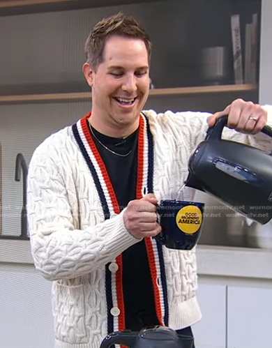 Anthony Underwood's white cable knit cardigan on Good Morning America