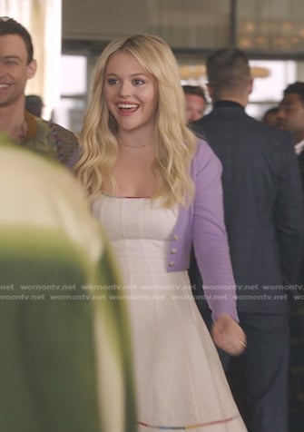 Audrey's white flare mini dress on Gossip Girl